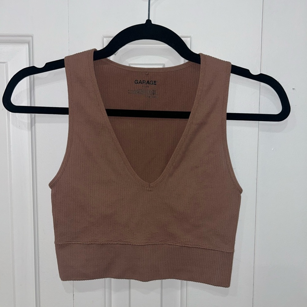 Brown V-Neck Women's Top